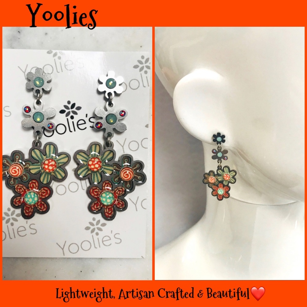 Yoolies Flowers Dangling Design Earrings, NWT-Boutique